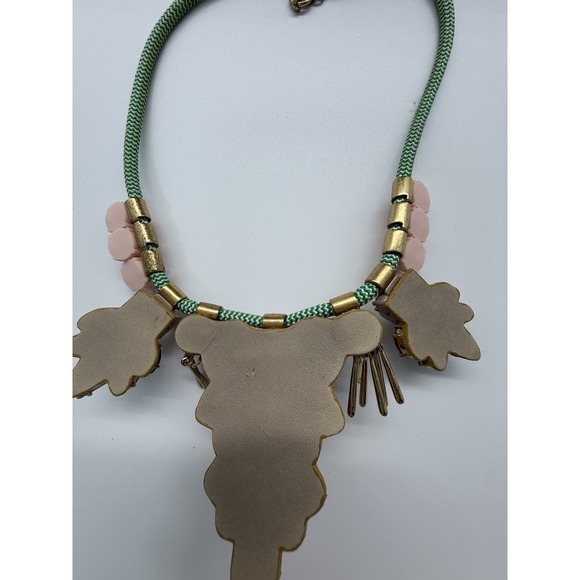 J.Crew Dragonfly Crystal Statement Necklace Multi-Color Light Gold Ox Leather - Picture 5 of 11